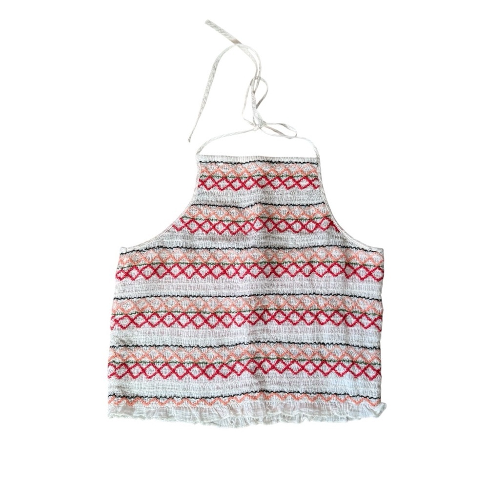 American Eagle Woven Crochet Halter Crop Top - Picture 4 of 6